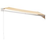 sárga-fehér szövet és alumínium behúzható napellenző 3,5x2,5 m