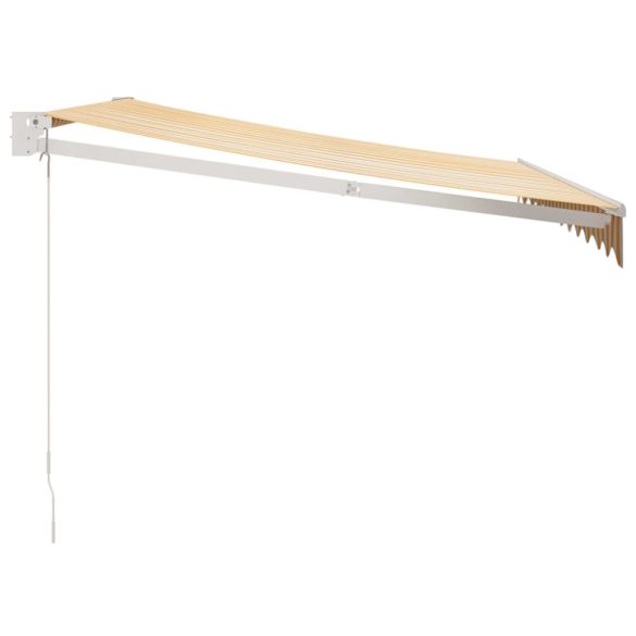 sárga-fehér szövet és alumínium behúzható napellenző 3,5x2,5 m