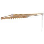 sárga-fehér szövet és alumínium behúzható napellenző 3,5x2,5 m