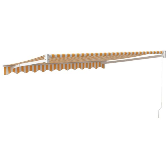 sárga-fehér szövet és alumínium behúzható napellenző 3,5x2,5 m