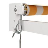 sárga-fehér szövet és alumínium behúzható napellenző 3,5x2,5 m