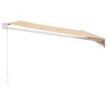 sárga-fehér szövet és alumínium behúzható napellenző 4,5 x 3 m