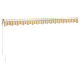 sárga-fehér szövet és alumínium behúzható napellenző 4,5 x 3 m