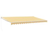 sárga-fehér szövet és alumínium behúzható napellenző 5 x 3 m