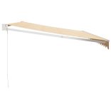 sárga-fehér szövet és alumínium behúzható napellenző 5 x 3 m