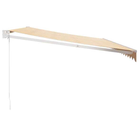 sárga-fehér szövet és alumínium behúzható napellenző 5 x 3 m