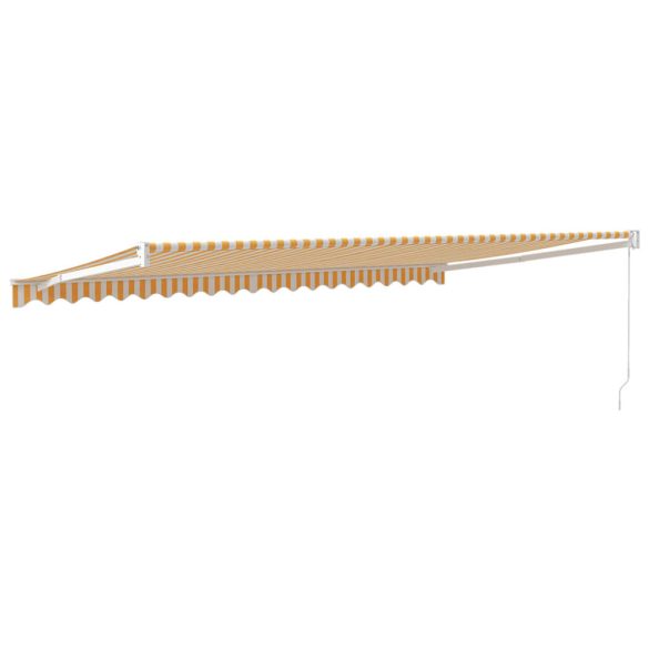 sárga-fehér szövet és alumínium behúzható napellenző 5 x 3 m