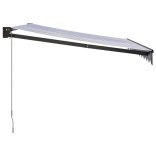 kék és fehér szövet és alumínium behúzható napellenző 3 x 2,5 m