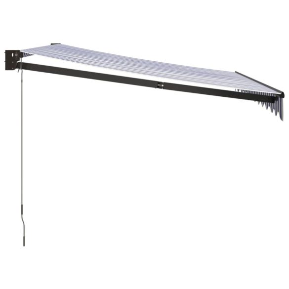 kék és fehér szövet és alumínium behúzható napellenző 3 x 2,5 m