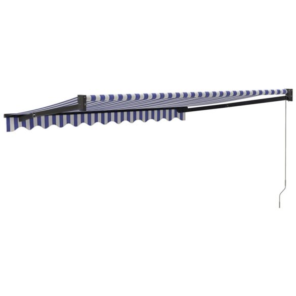 kék és fehér szövet és alumínium behúzható napellenző 3 x 2,5 m