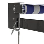 kék és fehér szövet és alumínium behúzható napellenző 3 x 2,5 m