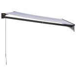 kék/fehér szövet és alumínium behúzható napellenző 3,5 x 2,5 m