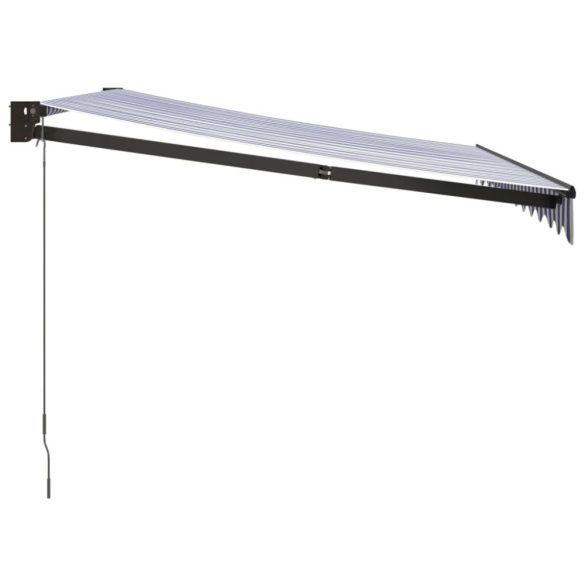 kék/fehér szövet és alumínium behúzható napellenző 3,5 x 2,5 m