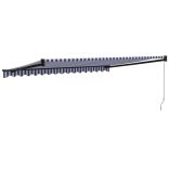 kék és fehér szövet és alumínium behúzható napellenző 4 x 3 m