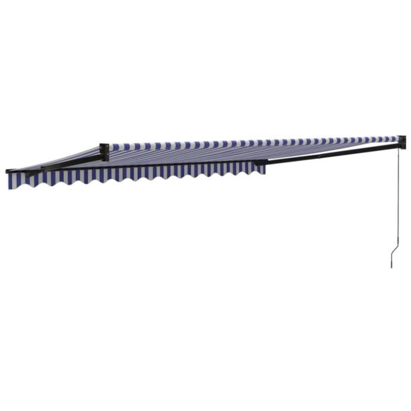 kék és fehér szövet és alumínium behúzható napellenző 4 x 3 m