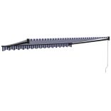 kék és fehér szövet és alumínium behúzható napellenző 4,5 x 3 m