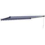 kék és fehér szövet és alumínium behúzható napellenző 5 x 3 m