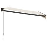 krémszínű szövet és alumínium behúzható napellenző 3 x 2,5 m