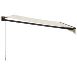 krémszínű szövet és alumínium behúzható napellenző 4,5 x 3 m