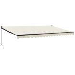 krémszínű szövet és alumínium behúzható napellenző 5 x 3 m