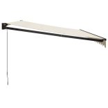 krémszínű szövet és alumínium behúzható napellenző 5 x 3 m