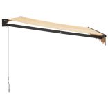 sárga-fehér szövet és alumínium behúzható napellenző 3 x 2,5 m