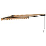 sárga-fehér szövet és alumínium behúzható napellenző 3 x 2,5 m