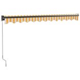 sárga-fehér szövet és alumínium behúzható napellenző 3 x 2,5 m