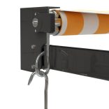 sárga-fehér szövet és alumínium behúzható napellenző 3 x 2,5 m