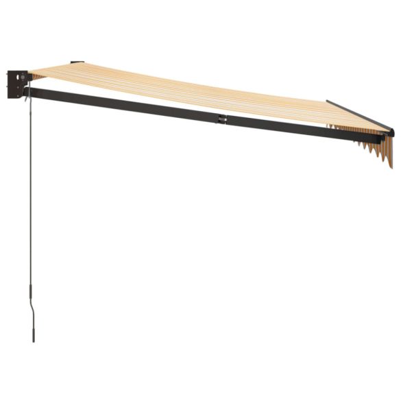 sárga-fehér szövet és alumínium behúzható napellenző 3,5x2,5 m