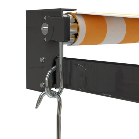 sárga-fehér szövet és alumínium behúzható napellenző 3,5x2,5 m