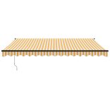 sárga-fehér szövet és alumínium behúzható napellenző 4 x 3 m