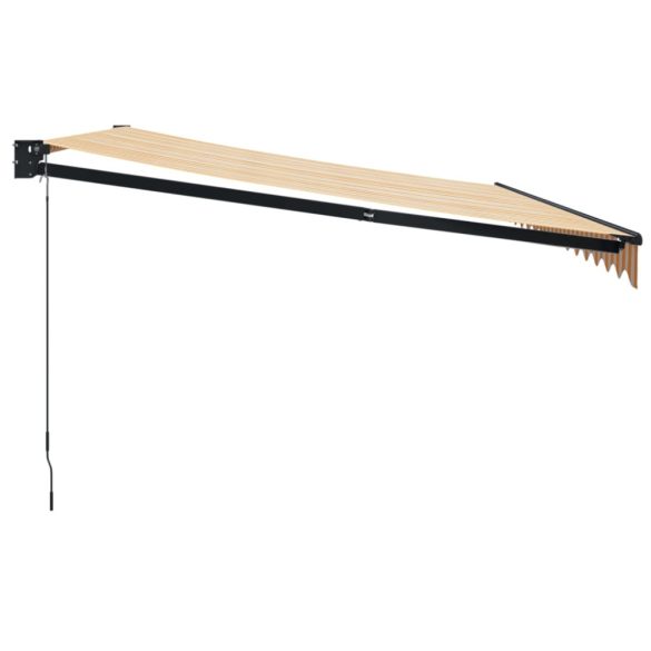 sárga-fehér szövet és alumínium behúzható napellenző 4 x 3 m