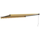 sárga-fehér szövet és alumínium behúzható napellenző 4 x 3 m