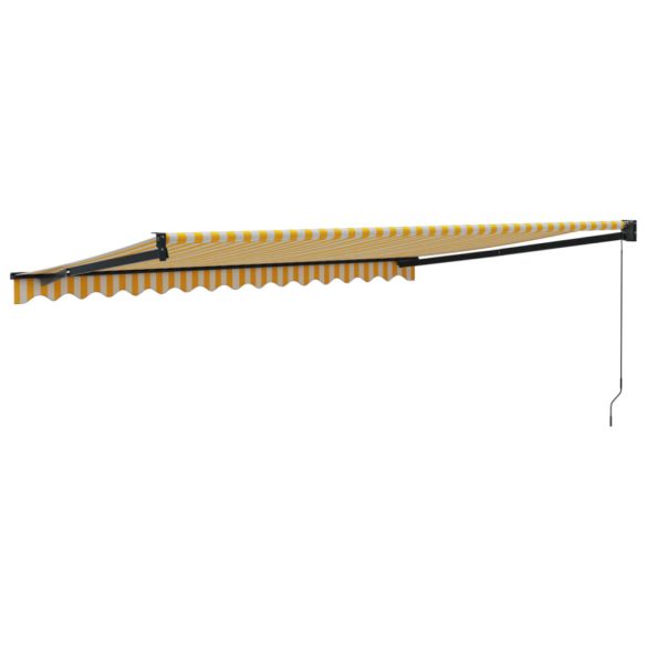 sárga-fehér szövet és alumínium behúzható napellenző 4 x 3 m