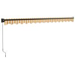 sárga-fehér szövet és alumínium behúzható napellenző 4 x 3 m