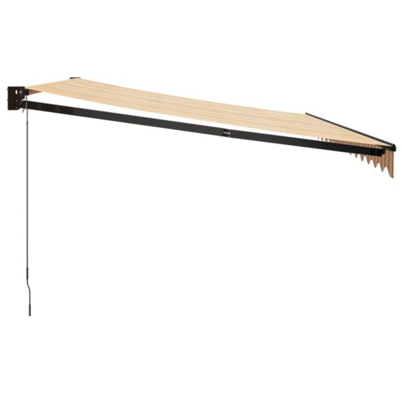 sárga-fehér szövet és alumínium behúzható napellenző 4,5 x 3 m