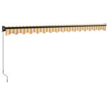 sárga-fehér szövet és alumínium behúzható napellenző 4,5 x 3 m