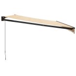 sárga-fehér szövet és alumínium behúzható napellenző 5 x 3 m