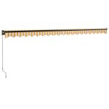 sárga-fehér szövet és alumínium behúzható napellenző 5 x 3 m