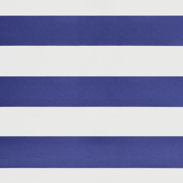 kék és fehér automata behúzható napellenző 3 x 2,5 m