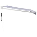 kék és fehér automata behúzható napellenző 3,5 x 2,5 m