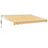 sárga-fehér automata behúzható napellenző 3 x 2,5 m
