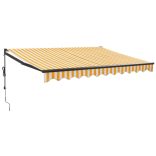 sárga-fehér automata behúzható napellenző 3 x 2,5 m