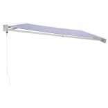 kék és fehér szövet és alumínium behúzható napellenző 5 x 3 m