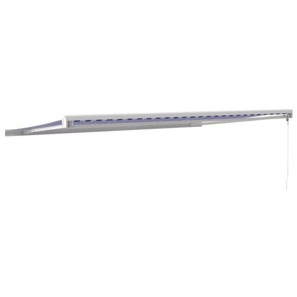 kék és fehér szövet és alumínium behúzható napellenző 5 x 3 m