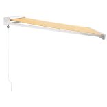 sárga-fehér szövet és alumínium behúzható napellenző 3 x 2,5 m