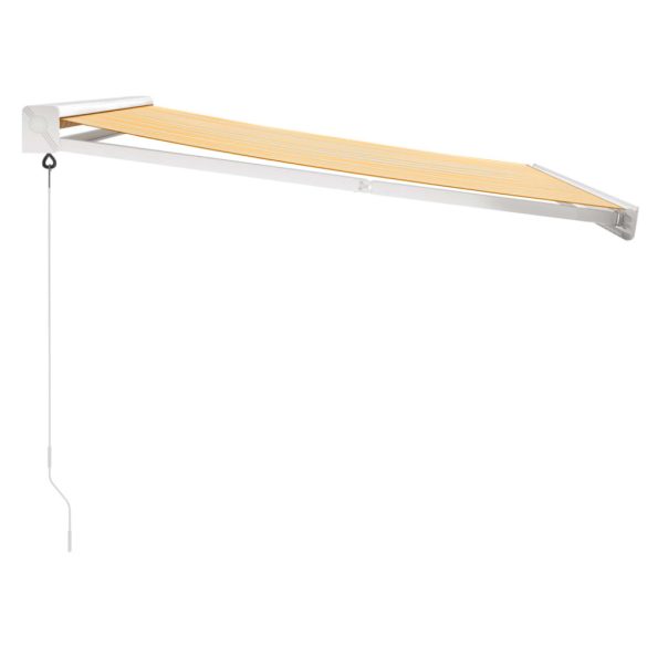 sárga-fehér szövet és alumínium behúzható napellenző 3 x 2,5 m