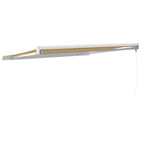 sárga-fehér szövet és alumínium behúzható napellenző 3 x 2,5 m