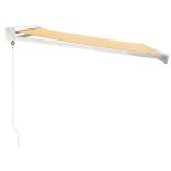 sárga-fehér szövet és alumínium behúzható napellenző 3,5x2,5 m